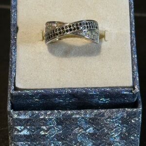 Black and White colored Sterling Silver Ring